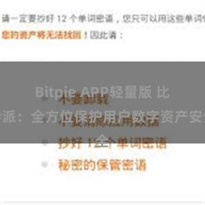 Bitpie APP轻量版 比特派：全方位保护用户数字资产安全