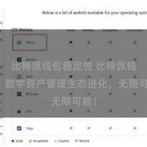 比特派钱包稳定性 比特派钱包：数字资产管理生态进化，无限可能！